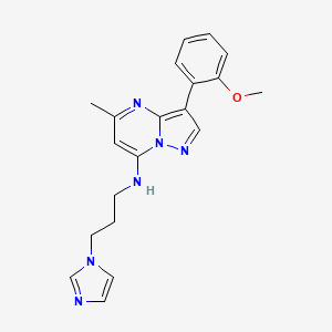 molecular formula C20H22N6O B4500794 N-[3-(1H-imidazol-1-yl)propyl]-3-(2-methoxyphenyl)-5-methylpyrazolo[1,5-a]pyrimidin-7-amine 