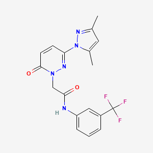 molecular formula C18H16F3N5O2 B4500867 2-(3-(3,5-dimethyl-1H-pyrazol-1-yl)-6-oxopyridazin-1(6H)-yl)-N-(3-(trifluoromethyl)phenyl)acetamide 