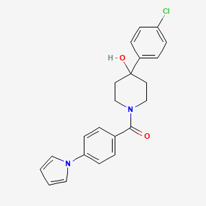 molecular formula C22H21ClN2O2 B4500905 4-(4-chlorophenyl)-1-[4-(1H-pyrrol-1-yl)benzoyl]-4-piperidinol 