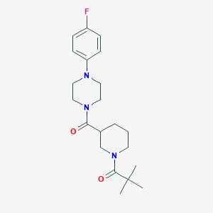 molecular formula C21H30FN3O2 B4500920 1-{3-[4-(4-FLUOROPHENYL)PIPERAZINE-1-CARBONYL]PIPERIDIN-1-YL}-2,2-DIMETHYLPROPAN-1-ONE 