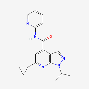 molecular formula C18H19N5O B4500974 6-cyclopropyl-1-(propan-2-yl)-N-(pyridin-2-yl)-1H-pyrazolo[3,4-b]pyridine-4-carboxamide 