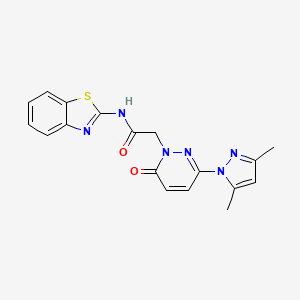 molecular formula C18H16N6O2S B4501008 N-(benzo[d]thiazol-2-yl)-2-(3-(3,5-dimethyl-1H-pyrazol-1-yl)-6-oxopyridazin-1(6H)-yl)acetamide 