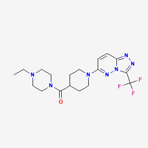 molecular formula C18H24F3N7O B4501016 6-{4-[(4-乙基-1-哌嗪基)羰基]-1-哌啶基}-3-(三氟甲基)[1,2,4]三唑并[4,3-b]哒嗪 