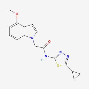 molecular formula C16H16N4O2S B4501036 N-(5-cyclopropyl-1,3,4-thiadiazol-2-yl)-2-(4-methoxy-1H-indol-1-yl)acetamide 