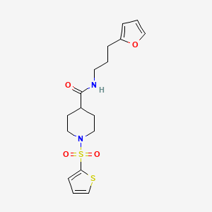 molecular formula C17H22N2O4S2 B4501038 N-[3-(2-呋喃基)丙基]-1-(2-噻吩基磺酰基)-4-哌啶甲酰胺 