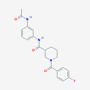 molecular formula C21H22FN3O3 B4501066 N-[3-(乙酰氨基)苯基]-1-(4-氟苯甲酰)-3-哌啶甲酰胺 