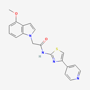 molecular formula C19H16N4O2S B4501084 2-(4-甲氧基-1H-吲哚-1-基)-N-[4-(4-吡啶基)-1,3-噻唑-2-基]乙酰胺 