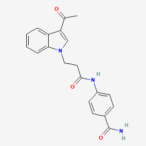 4-{[3-(3-acetyl-1H-indol-1-yl)propanoyl]amino}benzamide