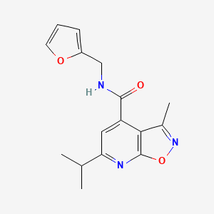 molecular formula C16H17N3O3 B4501188 N-(furan-2-ylmethyl)-3-methyl-6-(propan-2-yl)[1,2]oxazolo[5,4-b]pyridine-4-carboxamide 