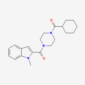 molecular formula C21H27N3O2 B4501227 cyclohexyl{4-[(1-methyl-1H-indol-2-yl)carbonyl]piperazin-1-yl}methanone 