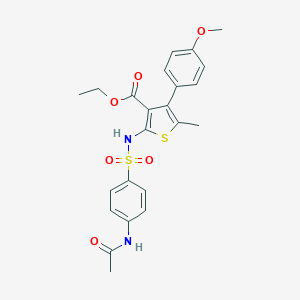 molecular formula C23H24N2O6S2 B450125 Ethyl 2-({[4-(acetylamino)phenyl]sulfonyl}amino)-4-(4-methoxyphenyl)-5-methylthiophene-3-carboxylate 