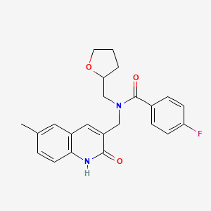 molecular formula C23H23FN2O3 B4501250 4-氟-N-[(2-羟基-6-甲基-3-喹啉基)甲基]-N-(四氢-2-呋喃基甲基)苯甲酰胺 