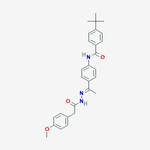 molecular formula C28H31N3O3 B450126 4-tert-butyl-N-(4-{N-[(4-methoxyphenyl)acetyl]ethanehydrazonoyl}phenyl)benzamide 