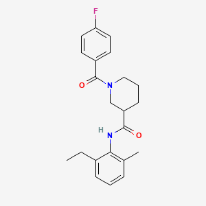 molecular formula C22H25FN2O2 B4501365 N-(2-乙基-6-甲基苯基)-1-(4-氟苯甲酰)-3-哌啶甲酰胺 