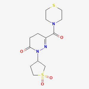 molecular formula C13H19N3O4S2 B4501413 2-(1,1-二氧化四氢-3-噻吩基)-6-(4-硫代吗啉基羰基)-4,5-二氢-3(2H)-吡啶并嘧啶酮 