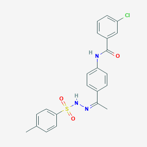 molecular formula C22H20ClN3O3S B450144 3-chloro-N-(4-{N-[(4-methylphenyl)sulfonyl]ethanehydrazonoyl}phenyl)benzamide 