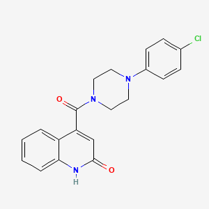 molecular formula C20H18ClN3O2 B4501519 4-[4-(4-CHLOROPHENYL)PIPERAZINE-1-CARBONYL]-1,2-DIHYDROQUINOLIN-2-ONE 