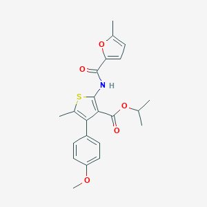 molecular formula C22H23NO5S B450152 Isopropyl 4-(4-methoxyphenyl)-5-methyl-2-[(5-methyl-2-furoyl)amino]-3-thiophenecarboxylate 