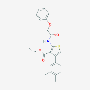 molecular formula C23H23NO4S B450153 Ethyl 4-(3,4-dimethylphenyl)-2-[(phenoxyacetyl)amino]thiophene-3-carboxylate 