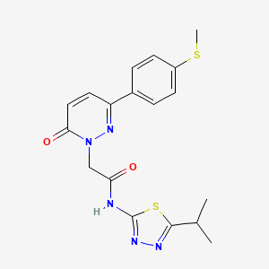 molecular formula C18H19N5O2S2 B4501607 2-{3-[4-(methylsulfanyl)phenyl]-6-oxopyridazin-1(6H)-yl}-N-[(2E)-5-(propan-2-yl)-1,3,4-thiadiazol-2(3H)-ylidene]acetamide 