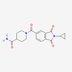 molecular formula C18H19N3O4 B4501667 1-[(2-cyclopropyl-1,3-dioxo-2,3-dihydro-1H-isoindol-5-yl)carbonyl]piperidine-4-carboxamide 