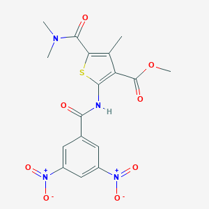 molecular formula C17H16N4O8S B450171 Methyl 2-({3,5-bisnitrobenzoyl}amino)-5-[(dimethylamino)carbonyl]-4-methylthiophene-3-carboxylate 