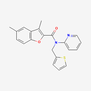 molecular formula C21H18N2O2S B4501804 3,5-dimethyl-N-2-pyridinyl-N-(2-thienylmethyl)-1-benzofuran-2-carboxamide 