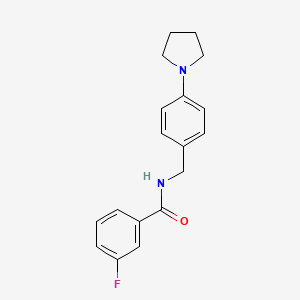 3-fluoro-N-[(4-pyrrolidin-1-ylphenyl)methyl]benzamide