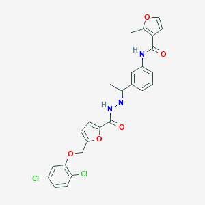molecular formula C26H21Cl2N3O5 B450191 N-[3-(N-{5-[(2,5-dichlorophenoxy)methyl]-2-furoyl}ethanehydrazonoyl)phenyl]-2-methyl-3-furamide 