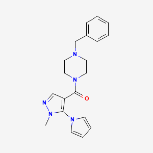 molecular formula C20H23N5O B4501994 (4-benzylpiperazin-1-yl)(1-methyl-5-(1H-pyrrol-1-yl)-1H-pyrazol-4-yl)methanone 