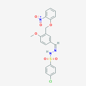 molecular formula C21H18ClN3O6S B450202 4-chloro-N'-[3-({2-nitrophenoxy}methyl)-4-methoxybenzylidene]benzenesulfonohydrazide 