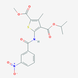 molecular formula C18H18N2O7S B450207 4-Isopropyl 2-methyl 5-({3-nitrobenzoyl}amino)-3-methylthiophene-2,4-dicarboxylate 