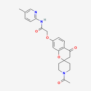 molecular formula C23H25N3O5 B4502090 2-[(1'-acetyl-4-oxo-3,4-dihydrospiro[chromene-2,4'-piperidin]-7-yl)oxy]-N-(5-methyl-2-pyridinyl)acetamide 