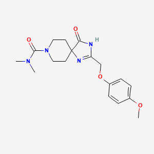 molecular formula C18H24N4O4 B4502120 2-[(4-methoxyphenoxy)methyl]-N,N-dimethyl-4-oxo-1,3,8-triazaspiro[4.5]dec-1-ene-8-carboxamide 