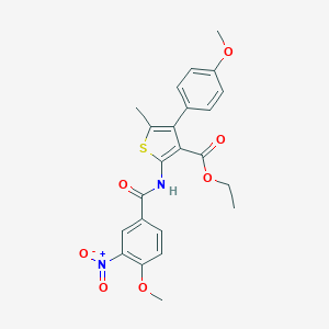 molecular formula C23H22N2O7S B450214 Ethyl 2-({3-nitro-4-methoxybenzoyl}amino)-4-(4-methoxyphenyl)-5-methylthiophene-3-carboxylate 