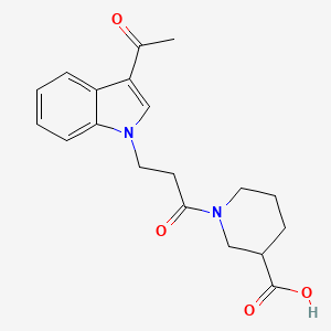 molecular formula C19H22N2O4 B4502192 1-(3-(3-acetyl-1H-indol-1-yl)propanoyl)piperidine-3-carboxylic acid 