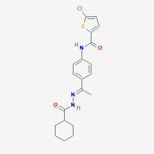 molecular formula C20H22ClN3O2S B450224 5-chloro-N-{4-[N-(cyclohexylcarbonyl)ethanehydrazonoyl]phenyl}-2-thiophenecarboxamide 