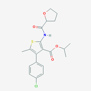 molecular formula C20H22ClNO4S B450225 Isopropyl 4-(4-chlorophenyl)-5-methyl-2-[(tetrahydro-2-furanylcarbonyl)amino]-3-thiophenecarboxylate 