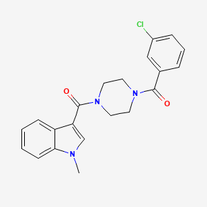 molecular formula C21H20ClN3O2 B4502287 3-{[4-(3-氯苯甲酰)-1-哌嗪基]羰基}-1-甲基-1H-吲哚 