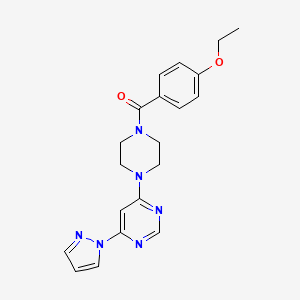 molecular formula C20H22N6O2 B4502294 4-[4-(4-ethoxybenzoyl)piperazin-1-yl]-6-(1H-pyrazol-1-yl)pyrimidine 