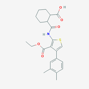 molecular formula C23H27NO5S B450230 2-{[4-(3,4-Dimethylphenyl)-3-(ethoxycarbonyl)thiophen-2-yl]carbamoyl}cyclohexanecarboxylic acid 
