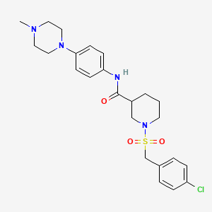 molecular formula C24H31ClN4O3S B4502301 1-[(4-氯苄基)磺酰基]-N-[4-(4-甲基-1-哌嗪基)苯基]-3-哌啶甲酰胺 