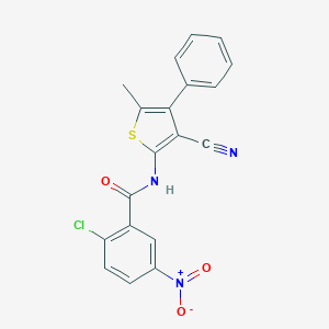 2-chloro-N-(3-cyano-5-methyl-4-phenylthiophen-2-yl)-5-nitrobenzamide