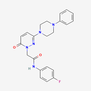 molecular formula C22H22FN5O2 B4502354 N-(4-fluorophenyl)-2-[6-oxo-3-(4-phenylpiperazin-1-yl)pyridazin-1(6H)-yl]acetamide 