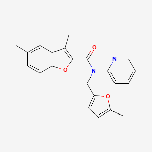 molecular formula C22H20N2O3 B4502359 3,5-dimethyl-N-[(5-methyl-2-furyl)methyl]-N-2-pyridinyl-1-benzofuran-2-carboxamide 