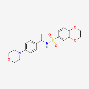 molecular formula C20H24N2O5S B4502360 N-{1-[4-(4-morpholinyl)phenyl]ethyl}-2,3-dihydro-1,4-benzodioxine-6-sulfonamide 