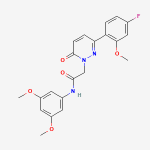 molecular formula C21H20FN3O5 B4502366 N-(3,5-dimethoxyphenyl)-2-(3-(4-fluoro-2-methoxyphenyl)-6-oxopyridazin-1(6H)-yl)acetamide 