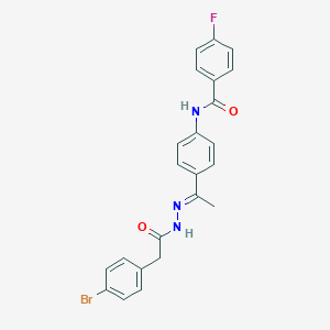 N-(4-{N-[(4-bromophenyl)acetyl]ethanehydrazonoyl}phenyl)-4-fluorobenzamide