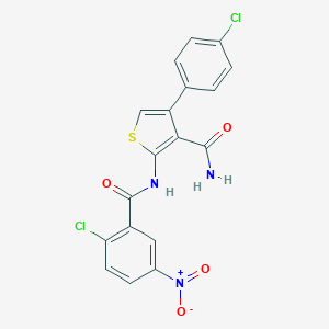 molecular formula C18H11Cl2N3O4S B450245 2-({2-Chloro-5-nitrobenzoyl}amino)-4-(4-chlorophenyl)thiophene-3-carboxamide 