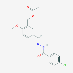 molecular formula C18H17ClN2O4 B450246 5-[2-(4-Chlorobenzoyl)carbohydrazonoyl]-2-methoxybenzyl acetate 
